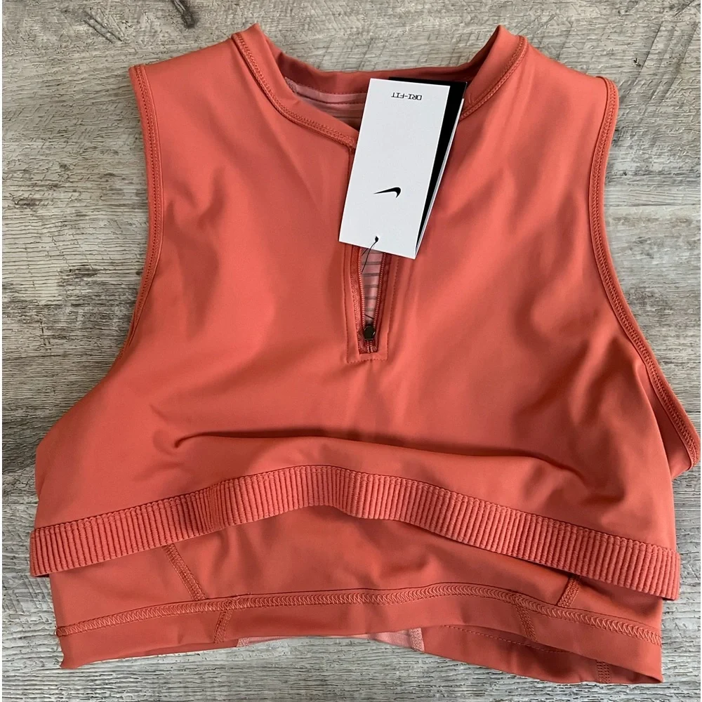 Nike dri-fit peach color half zip sports bra